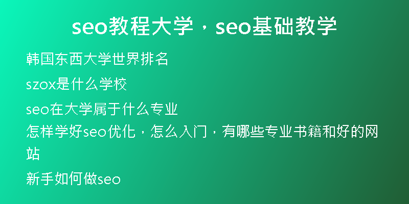 seo教程大学，seo基础教学