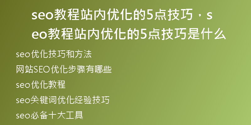 seo教程站内优化的5点技巧，seo教程站内优化的5点技巧是什么