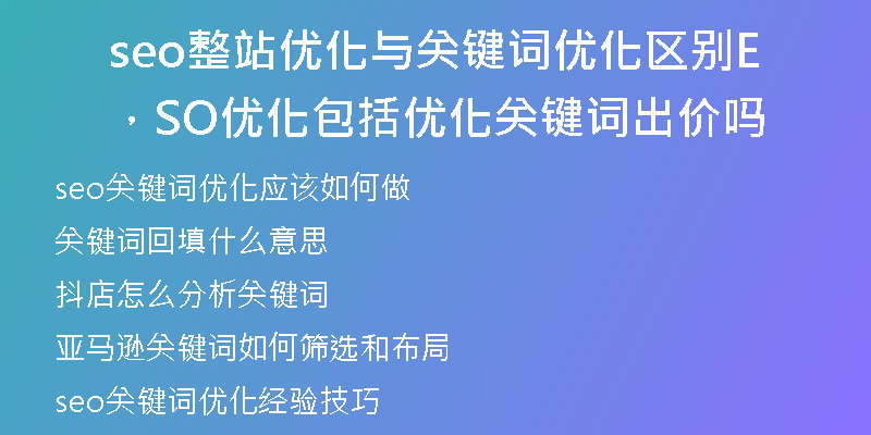 seo整站优化与关键词优化区别，SEO优化包括优化关键词出价吗