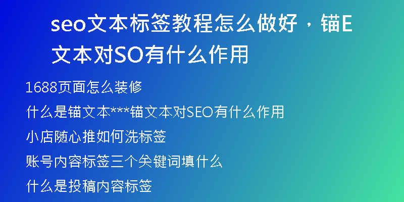 seo文本标签教程怎么做好，锚文本对SEO有什么作用
