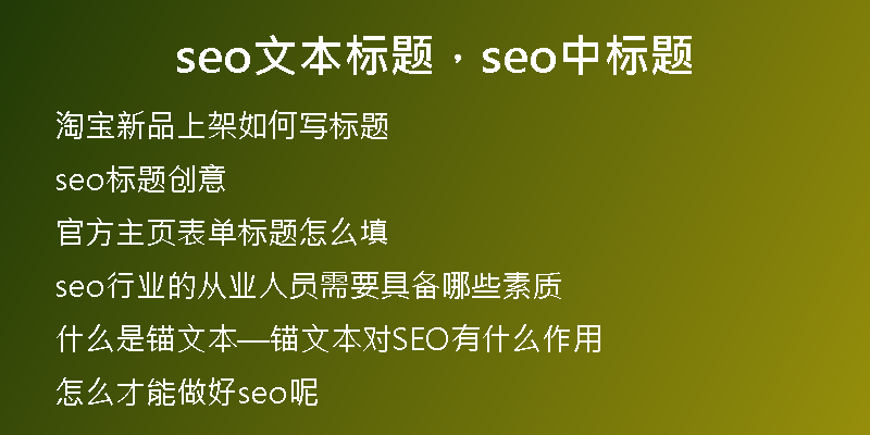 seo文本标题，seo中标题