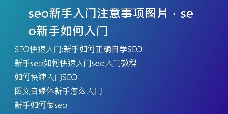 seo新手入门注意事项图片，seo新手如何入门
