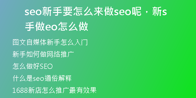 seo新手要怎么来做seo呢，新手做seo怎么做