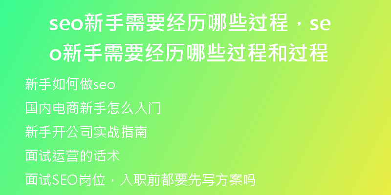 seo新手需要经历哪些过程，seo新手需要经历哪些过程和过程