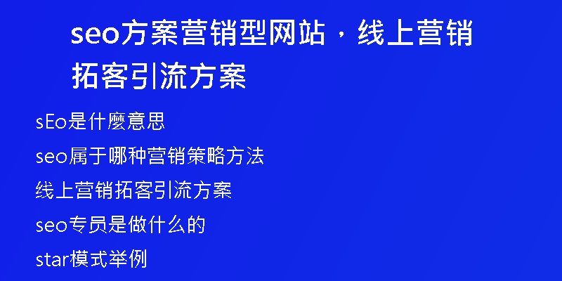 seo方案营销型网站，线上营销拓客引流方案
