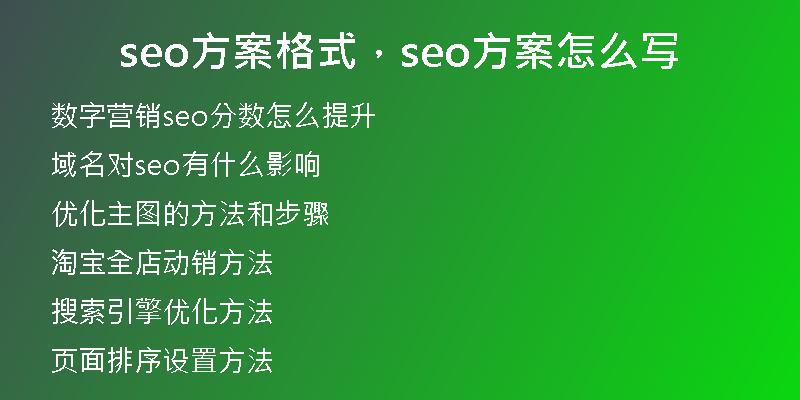 seo方案格式，seo方案怎么写