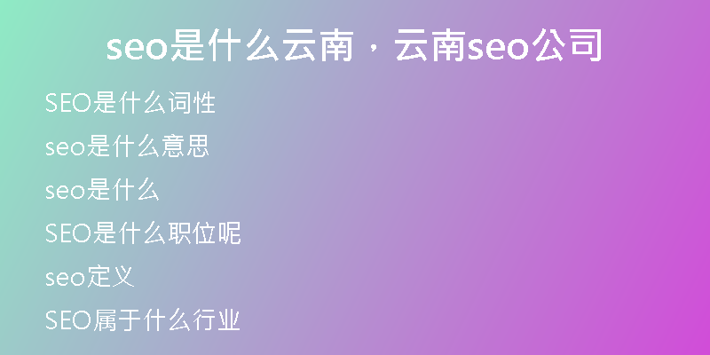 seo是什么云南，云南seo公司