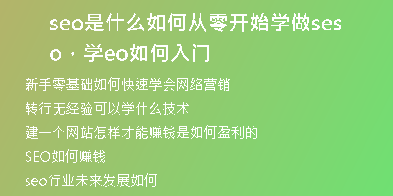 seo是什么如何从零开始学做seo，学seo如何入门