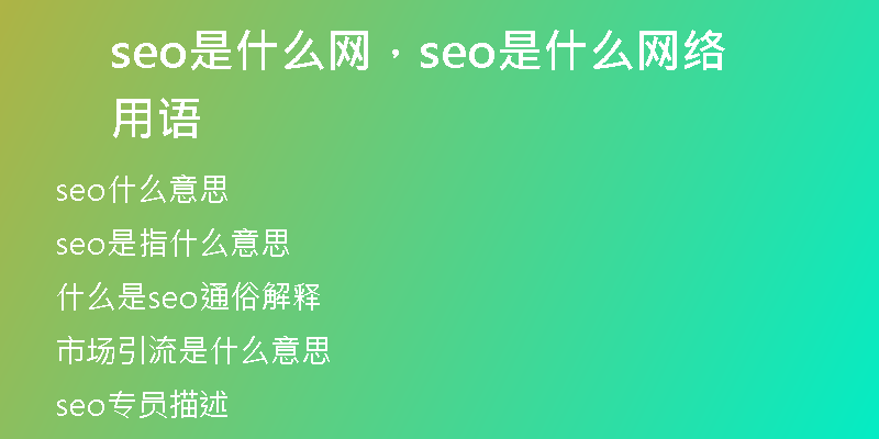 seo是什么网,seo是什么网络用语