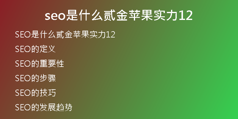 seo是什么贰金苹果实力12