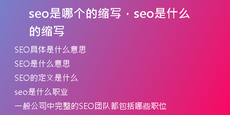 seo是哪个的缩写，seo是什么的缩写