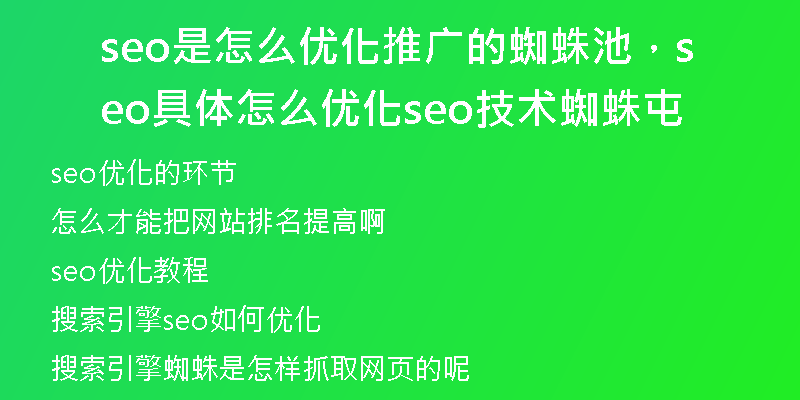 seo是怎么优化推广的蜘蛛池，seo具体怎么优化seo技术蜘蛛屯