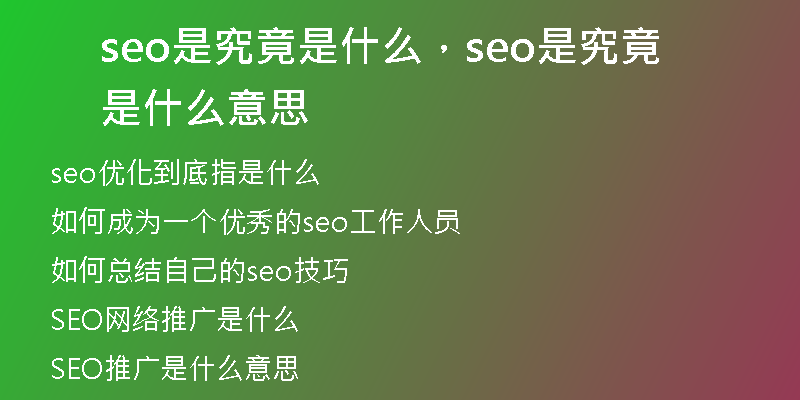 seo是究竟是什么，seo是究竟是什么意思