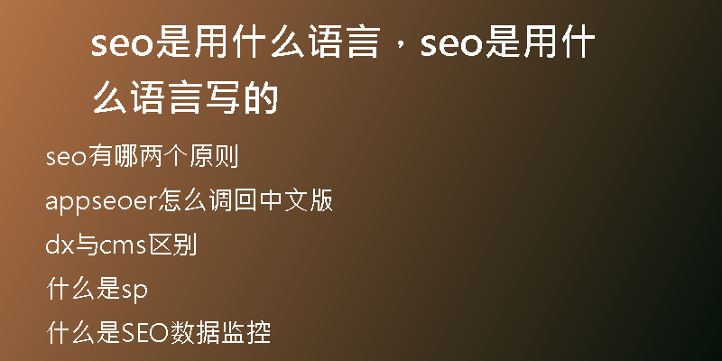 seo是用什么语言，seo是用什么语言写的