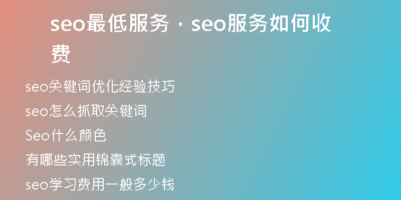 seo最低服务，seo服务如何收费