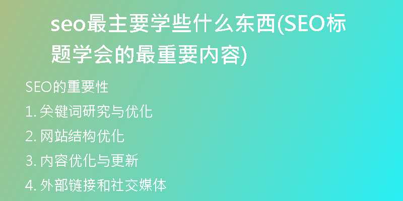 seo最主要学些什么东西(SEO标题学会的最重要内容)
