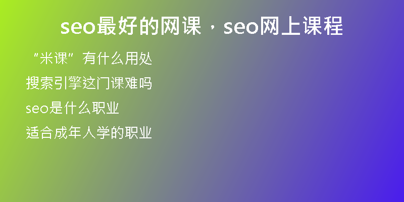 seo最好的网课，seo网上课程