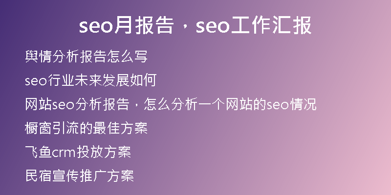 seo月报告，seo工作汇报