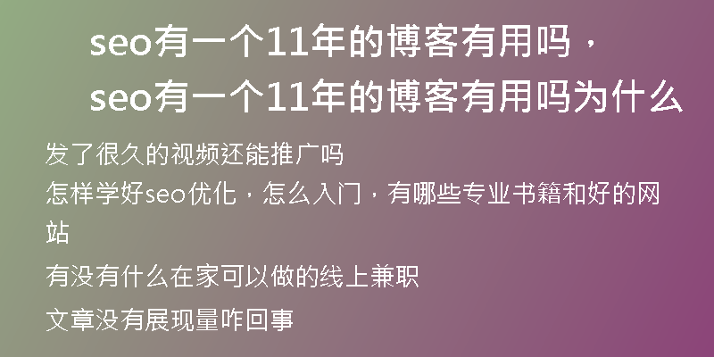 seo有一个11年的博客有用吗，seo有一个11年的博客有用吗为什么