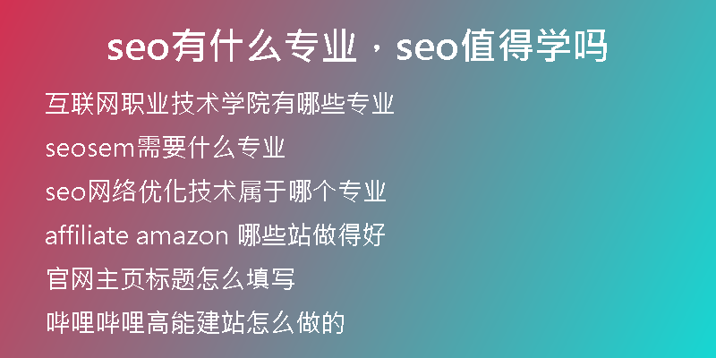 seo有什么专业，seo值得学吗