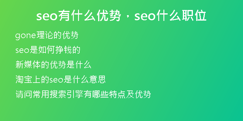 seo有什么优势，seo什么职位
