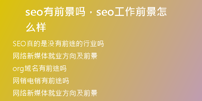 seo有前景吗，seo工作前景怎么样