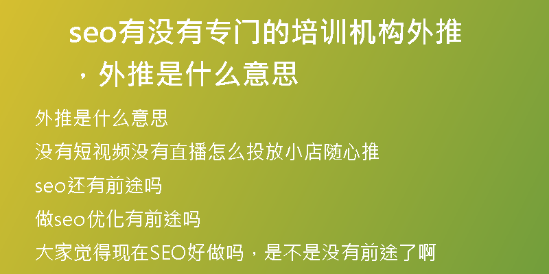 seo有没有专门的培训机构外推，外推是什么意思