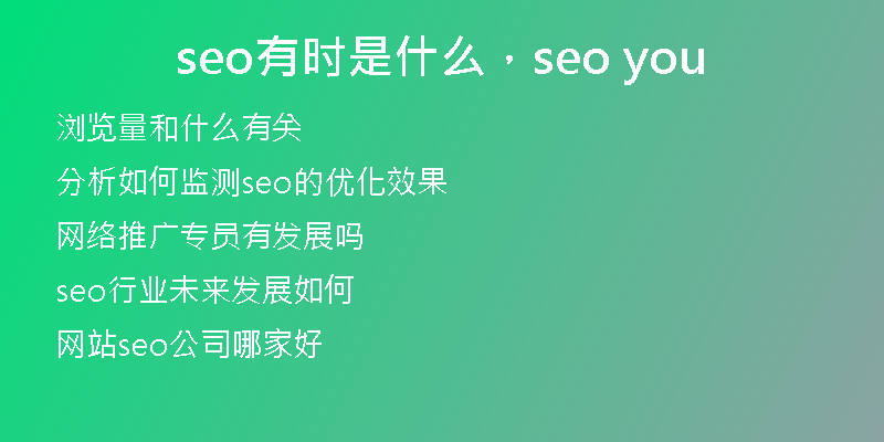 seo有时是什么，seo you