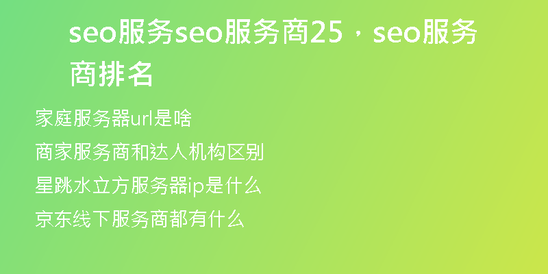 seo服务seo服务商25，seo服务商排名