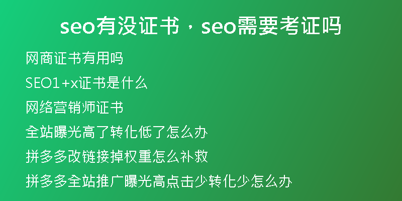 seo有没证书，seo需要考证吗