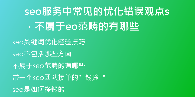 seo服务中常见的优化错误观点，不属于seo范畴的有哪些