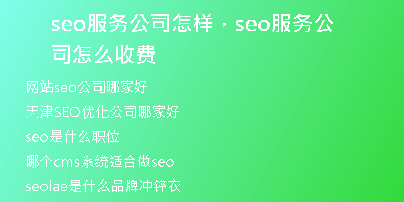 seo服务公司怎样，seo服务公司怎么收费