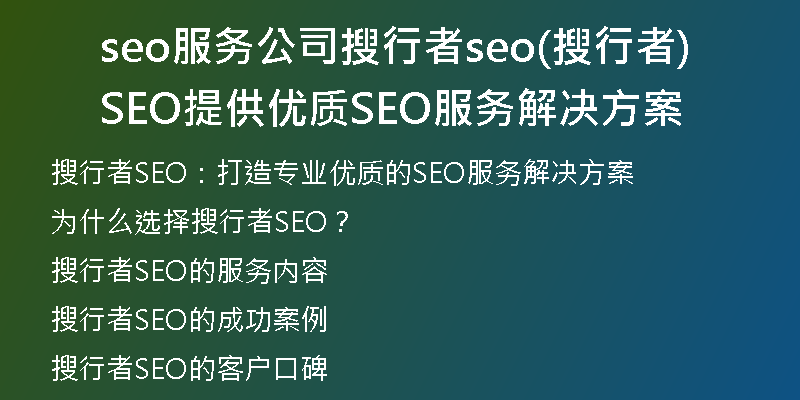 seo服务公司搜行者seo(搜行者SEO提供优质SEO服务解决方案)