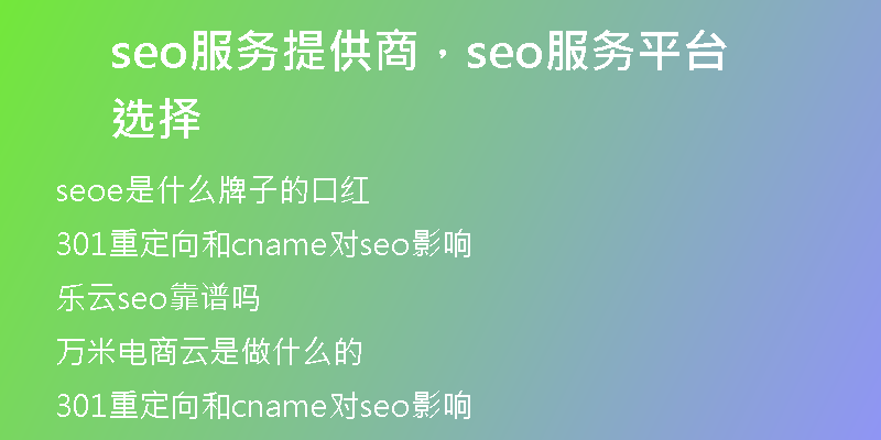 seo服务提供商，seo服务平台选择