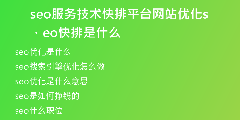 seo服务技术快排平台网站优化，seo快排是什么