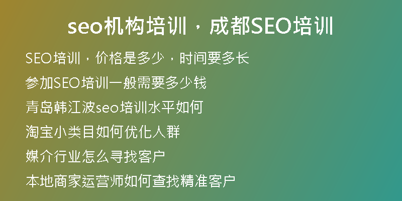 seo机构培训，成都SEO培训