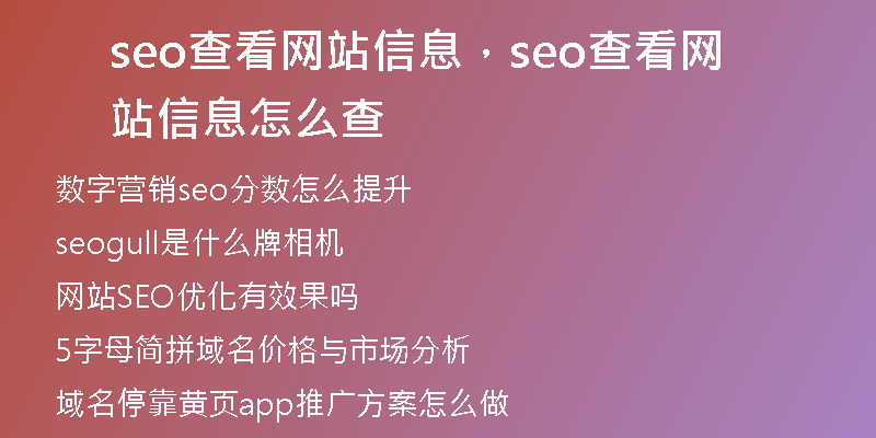 seo查看网站信息，seo查看网站信息怎么查