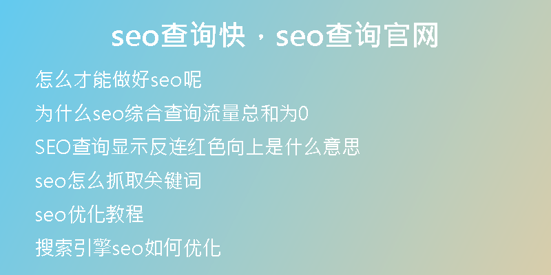 seo查询快，seo查询官网