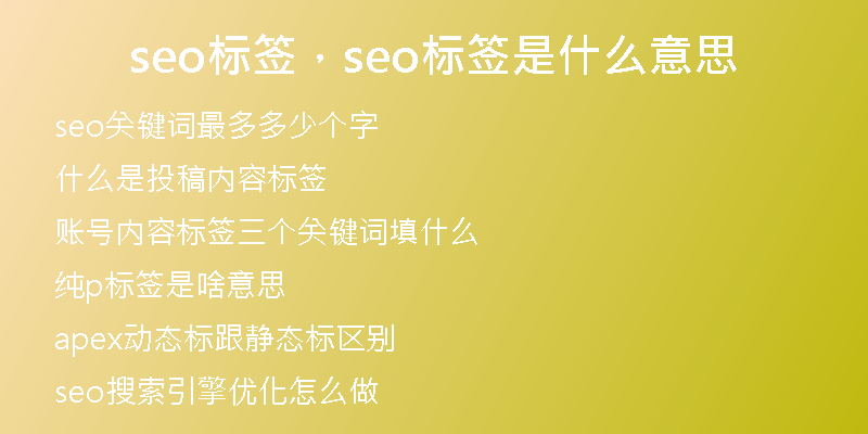 seo标签，seo标签是什么意思