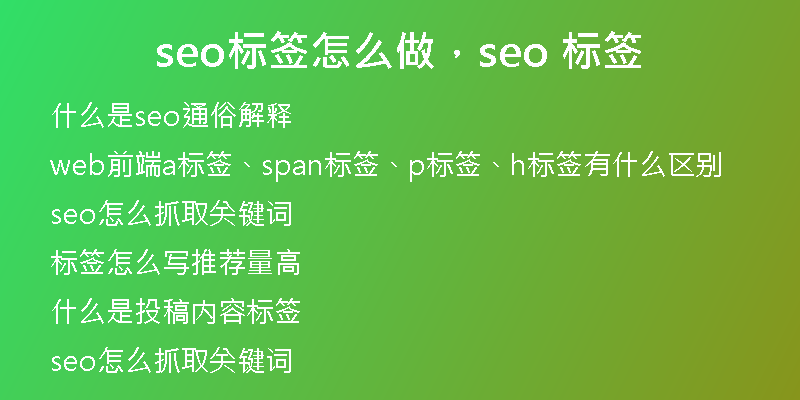 seo标签怎么做，seo 标签