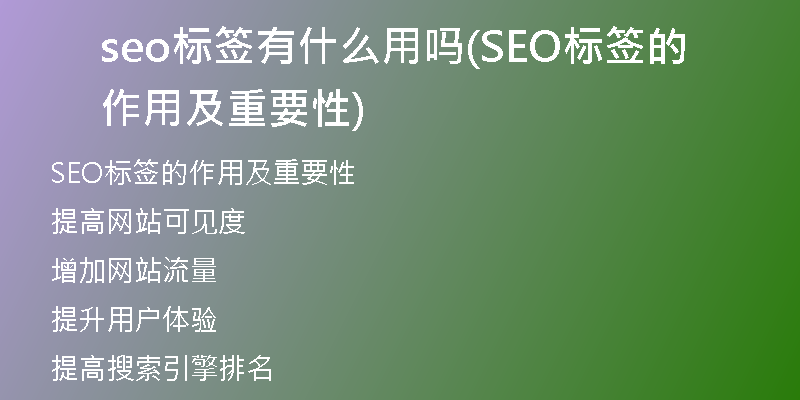 seo标签有什么用吗(SEO标签的作用及重要性)