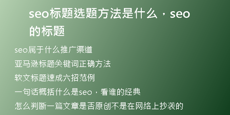 seo标题选题方法是什么，seo的标题