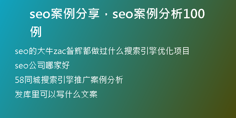 seo案例分享，seo案例分析100例