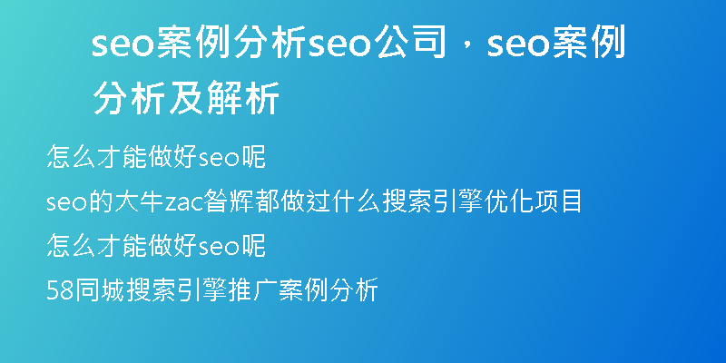 seo案例分析seo公司，seo案例分析及解析