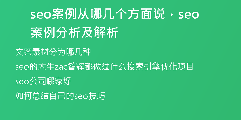 seo案例从哪几个方面说，seo案例分析及解析