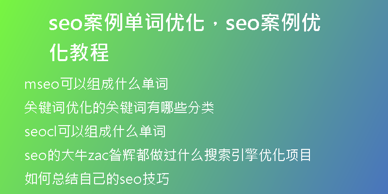 seo案例单词优化，seo案例优化教程