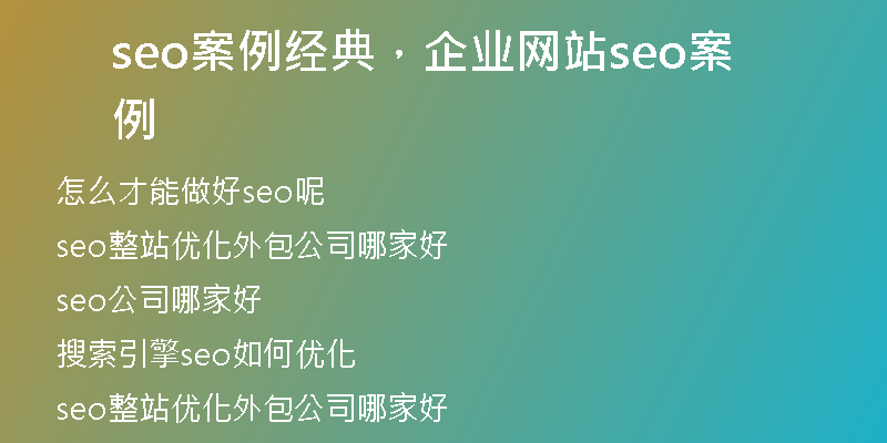 seo案例经典，企业网站seo案例