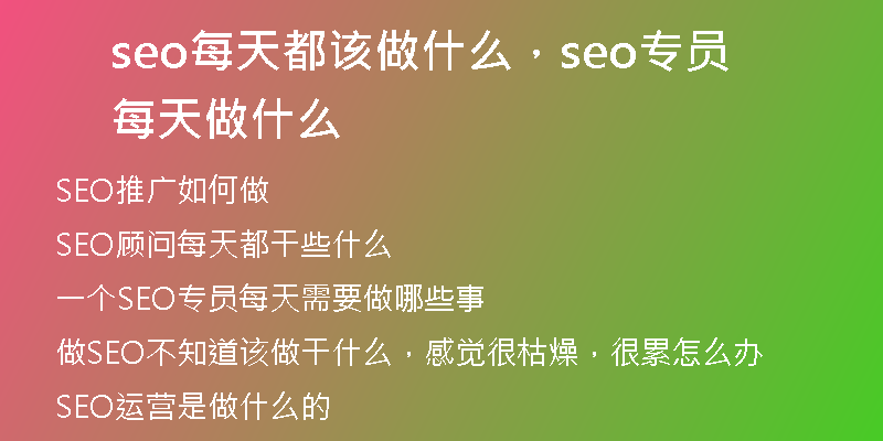 seo每天都该做什么,seo专员每天做什么