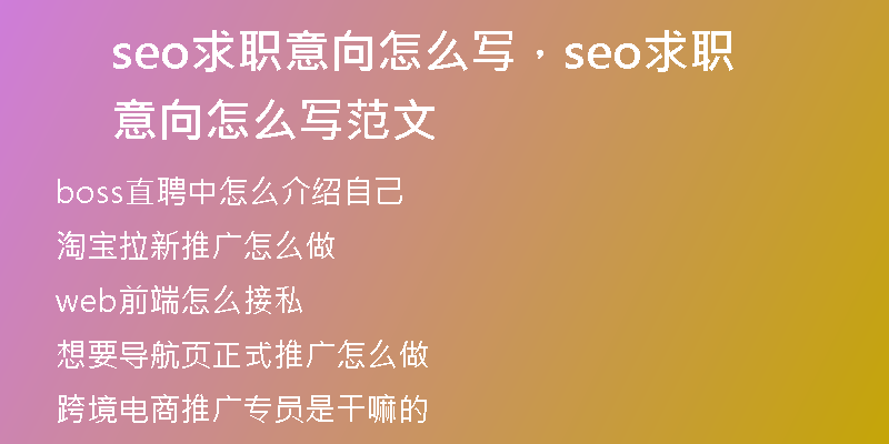seo求职意向怎么写，seo求职意向怎么写范文