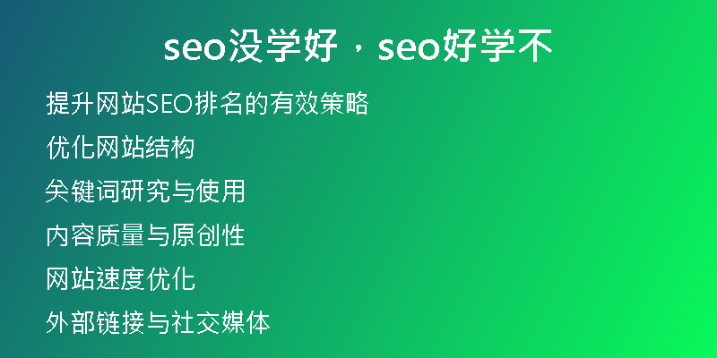 seo没学好，seo好学不